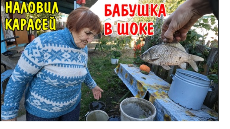 Виталик и Ангелина: НАЛОВИЛ КАРАСЕЙ В ДЕРЕВНЕ / БАБУШКА С АНГЕЛИНОЙ ПРИГОТОВИЛИ УЖИН / ПОЖАРИЛИ РЫБУ / РЫБАЛКА / ВЛОГ